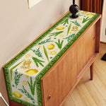 tableau chemin table lin motif citron feuille étoile hébreu graphique traditionnel vert foncé jaune
