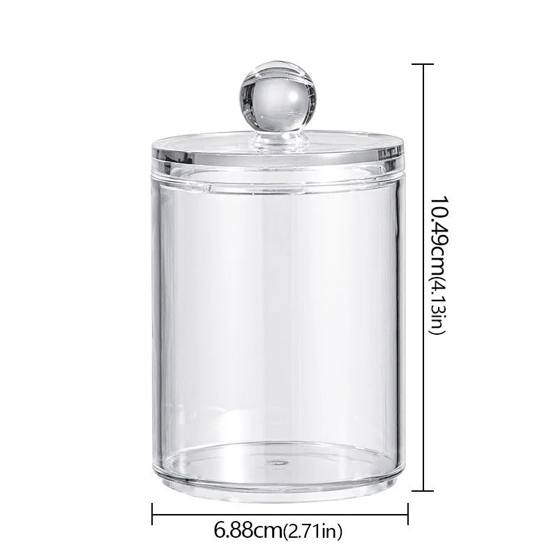 boîtes rangement cosmétiques réutilisables transparentes couvercle sphérique moderne minimaliste coton tige disques coton tampons