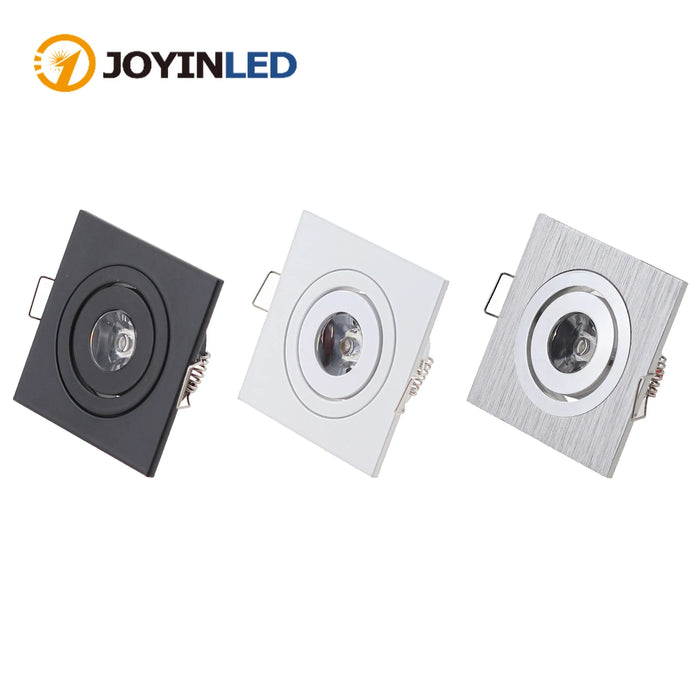 spots led 3w modernes 60x60mm noir blanc finition brossée interrupteur bouton transformateur