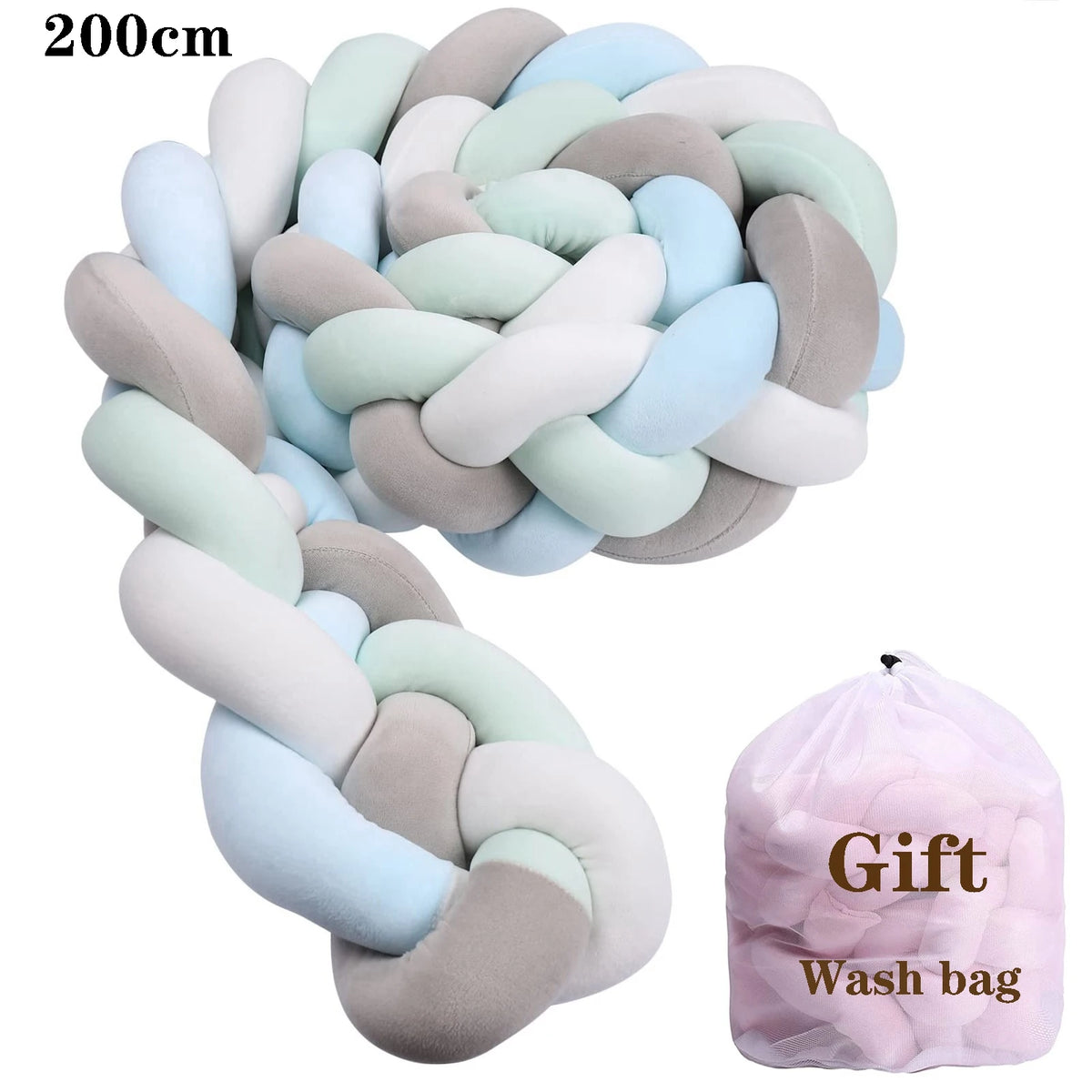 coussin tissé nœuds bleu clair gris moderne doux lit bébé 13 15cm 200cm 300cm