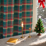 rideaux plaid écossais vert foncé rouge blanc chambre moderne polyester haute opacité tringle