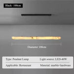 lampe suspendue marbre blanc moderne câble électrique 100cm opacité chambre salon