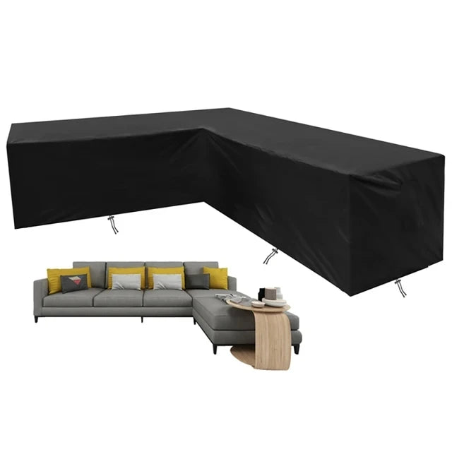 housse protection canapé angle noir polyester moderne ruban adhésif extérieur anti poussière uv imperméable