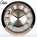 horloge murale quartz transparente classique noir doré argenté chiffres romains cadran quadrillé sans fixation