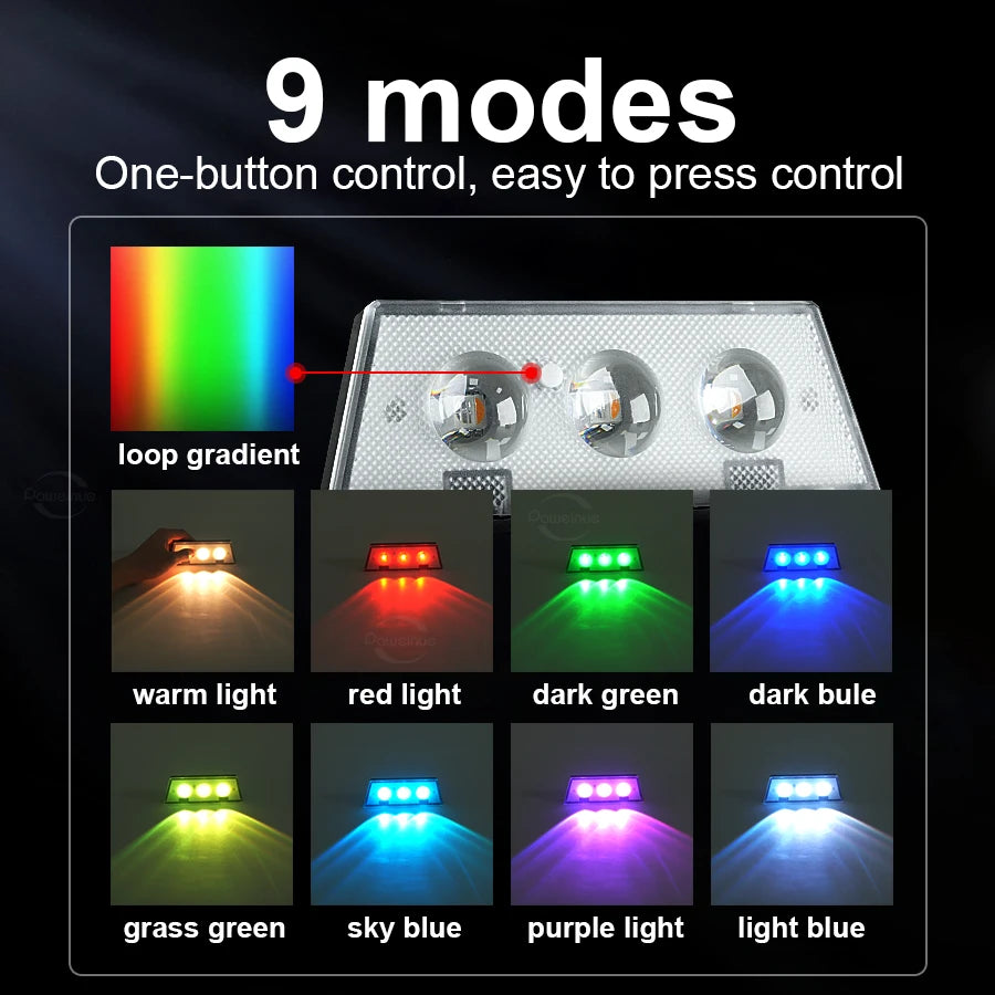 spots lumineux solaires multicolores ip65 adhésifs led modernes rouge vert bleu jaune
