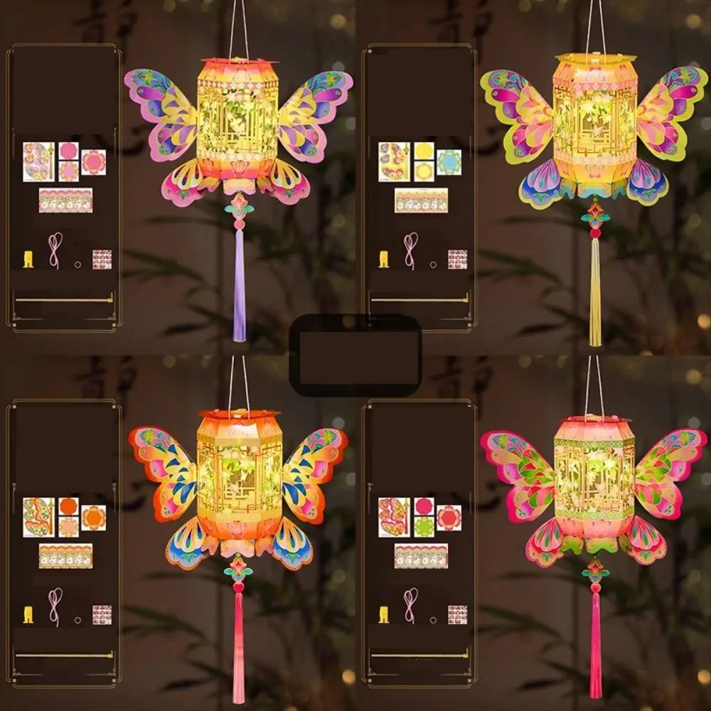 lanterne papillon artisanale transparente motifs floraux couleurs vives tassel inclusion ornementations traditionnelles occasions fêtes
