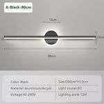 lampe murale moderne miroir intégré or noir minimaliste mur fixé LED chambre coucher