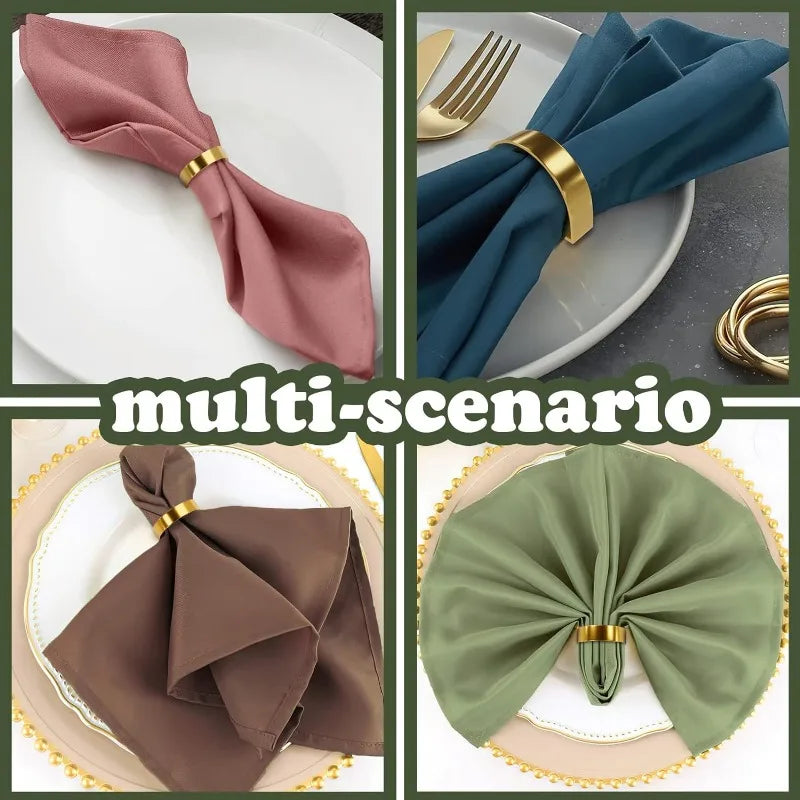 anneaux serviettes or lisses modernes fourchettes cuillères garnitures tables différentes couleurs mariage banquet