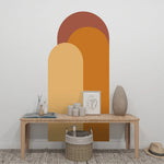 sticker mural moderne arche geometrique simple vert bleu beige orange rose marron gris minimaliste