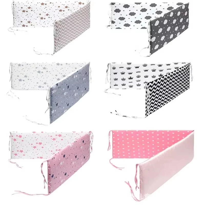 barrière lit bébé gris rose blanc bleu flamants roses licornes étoiles géométriques floraux