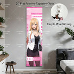 tapisserie murale rose illustration femme cheveux blonds vêtements noirs blancs 2d flat grande taille