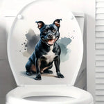 sticker adhésif mur illustration chien moderne noir blanc gris vert bleu pvc amovible réutilisable