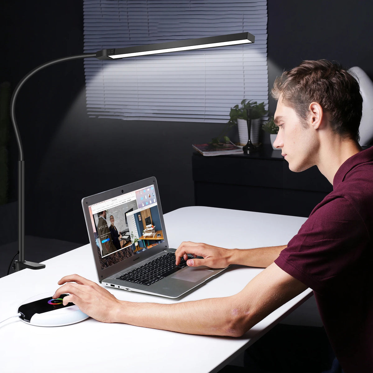 lampe led noir moderne 360 clip tactile 12v 12w adaptateurs us eu