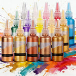 peinture acrylique dorée brillante effet métallique moderne 50ml 100ml bouteille pinceau bocal