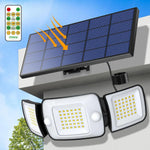 lampe solaire moderne panneau solaire noir cellules bleues capteur mouvement télécommande ledextérieur autonomeparquetjardinchemin