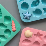 moule silicone coquillage étoile mer moderne bleu rose vert gâteau décoration pudding gelée