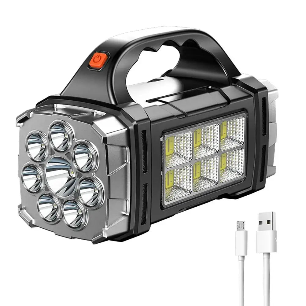 torche rechargeable led camping extérieure projecteur batterie externe solar usb portable 25w 1600lm
