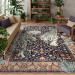 tapis sol intérieur motif tigre fleurs oriental vintage doux antidérapant salon chambre maison