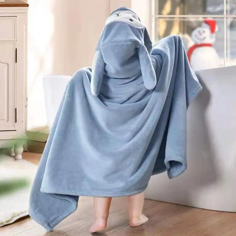 robe bain bébé douce oreilles lapin motif visage animal brodé pastel bleu rose confortable