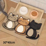 tapis antidérapant imperméable dessin animé chats couleurs variées toile jute cartoon assiettes alimentation chats