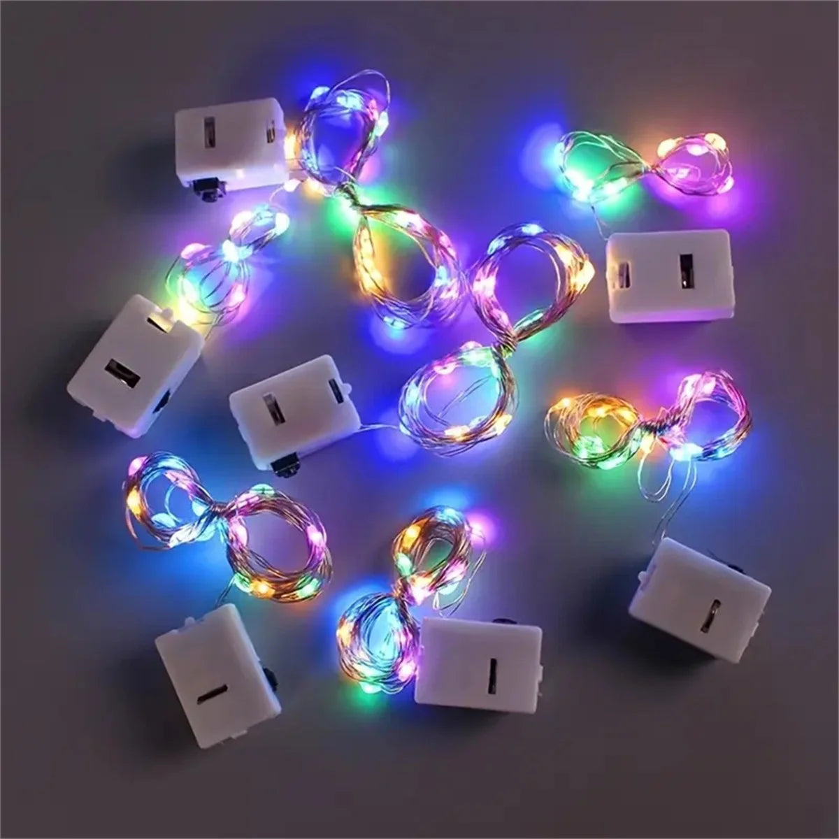 guirlande lumineuse multicolore led adhésive moderne 2m 20leds rouges vertes bleues jaunes chambre festive