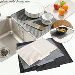 tapis séchage silicone moderne gris rayures diagonales respectueux environnement taille small medium large