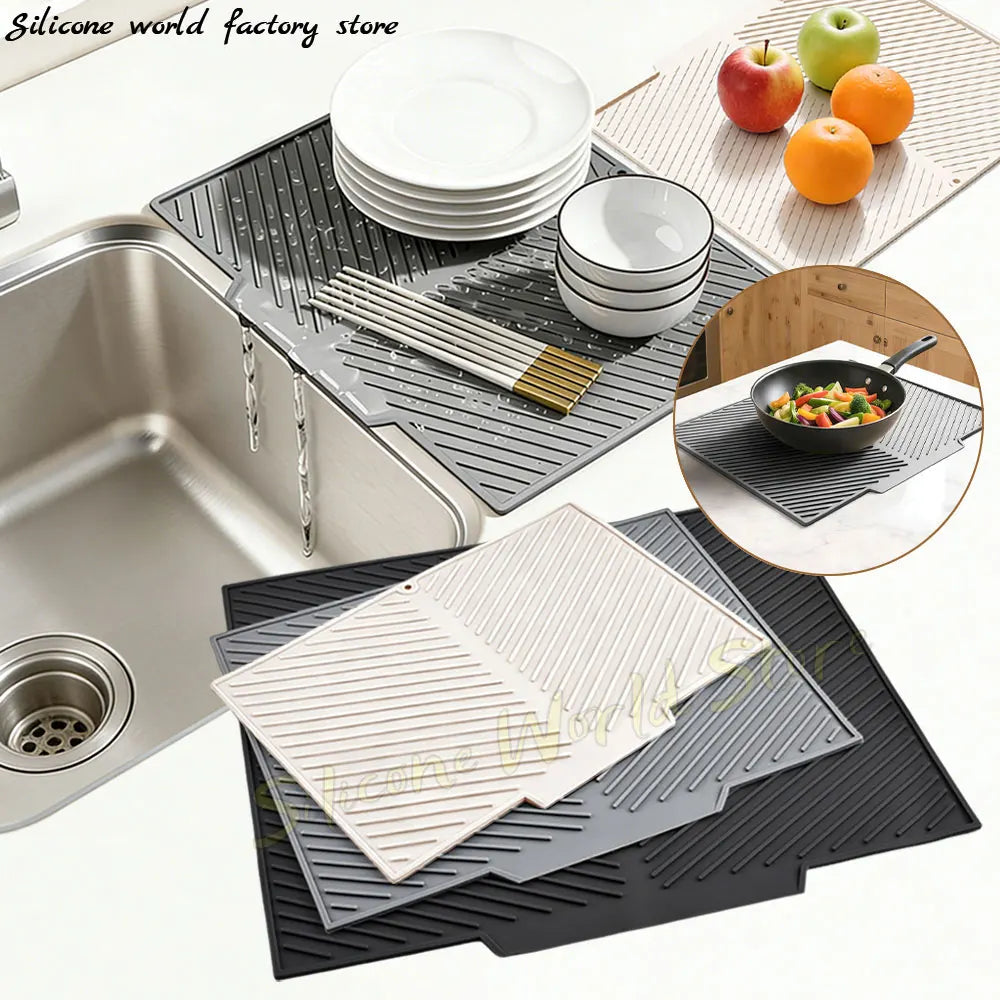 tapis séchage silicone moderne gris rayures diagonales respectueux environnement taille small medium large