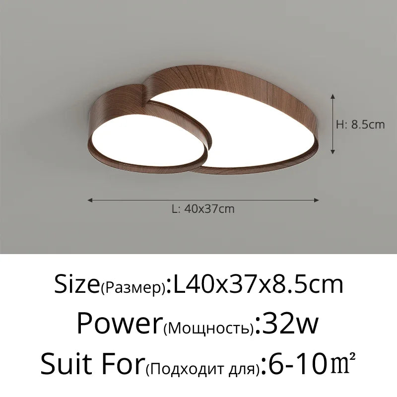 plafonnier led moderne bois grainé éclairage surface minimaliste chambre salon