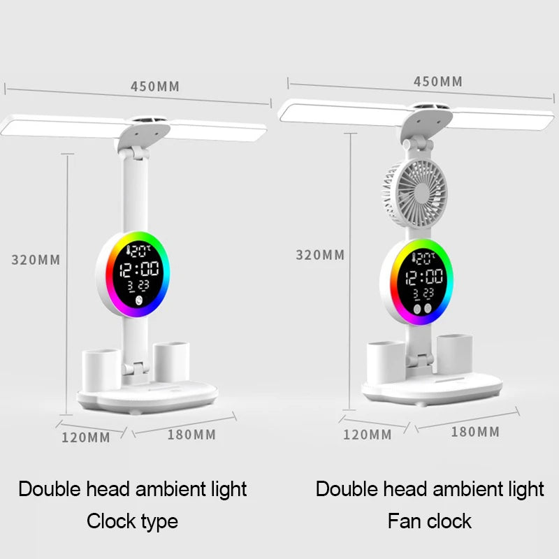 lampe rechargeable moderne horloge ventilateur blanc porte stylos