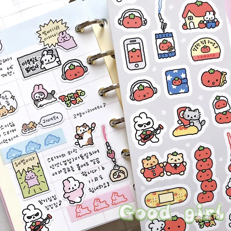 sticker kawaii multicolore dessins animés adhésifs mignons opaques autocollants animauxscriçãopta