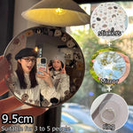 miroir rond argenté motifs visages mignons moderne selfie maquillage haute définition portable adhésif couple