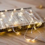 guirlande lumineuse étoiles dorées fil transparent auto batterie 5m 50lumières moderne noël mariage