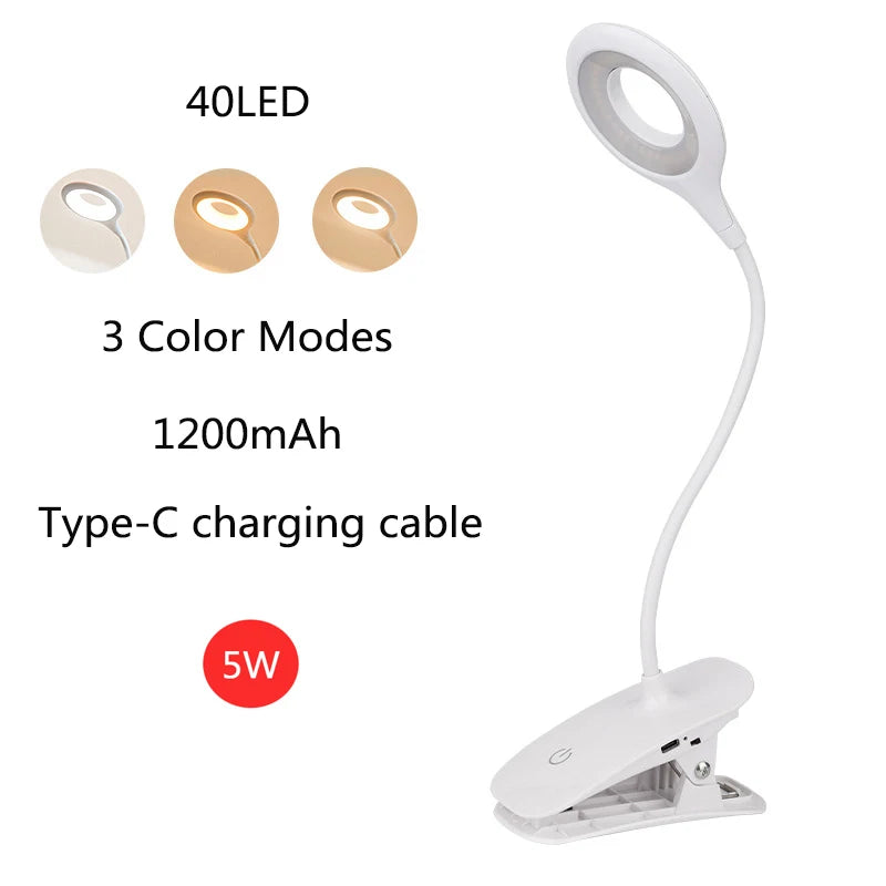 lampe led clip moderne batterie lithium modes lumière rechargeable cordon type