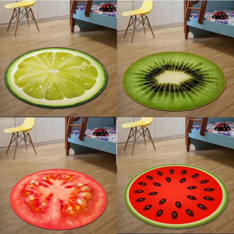tapis rond moderne fruits patchwork décoratif polypropylène 40x40cm 80x80cm 120x120cm salon chambreextérieur