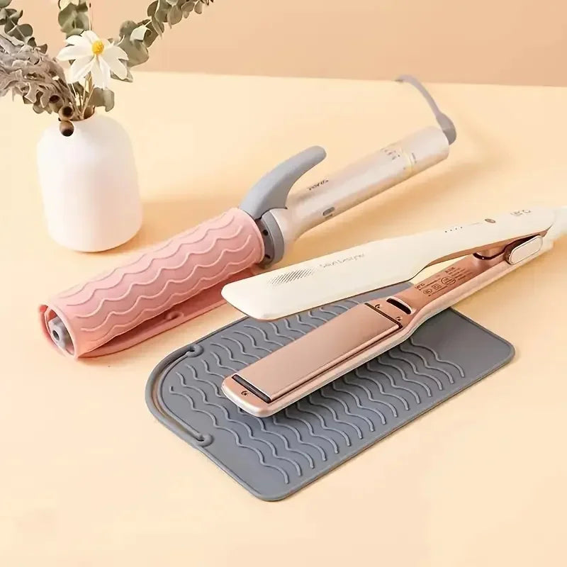 tapis protection coiffure rose gris noir bleu clair moderne rayures ondulées clips