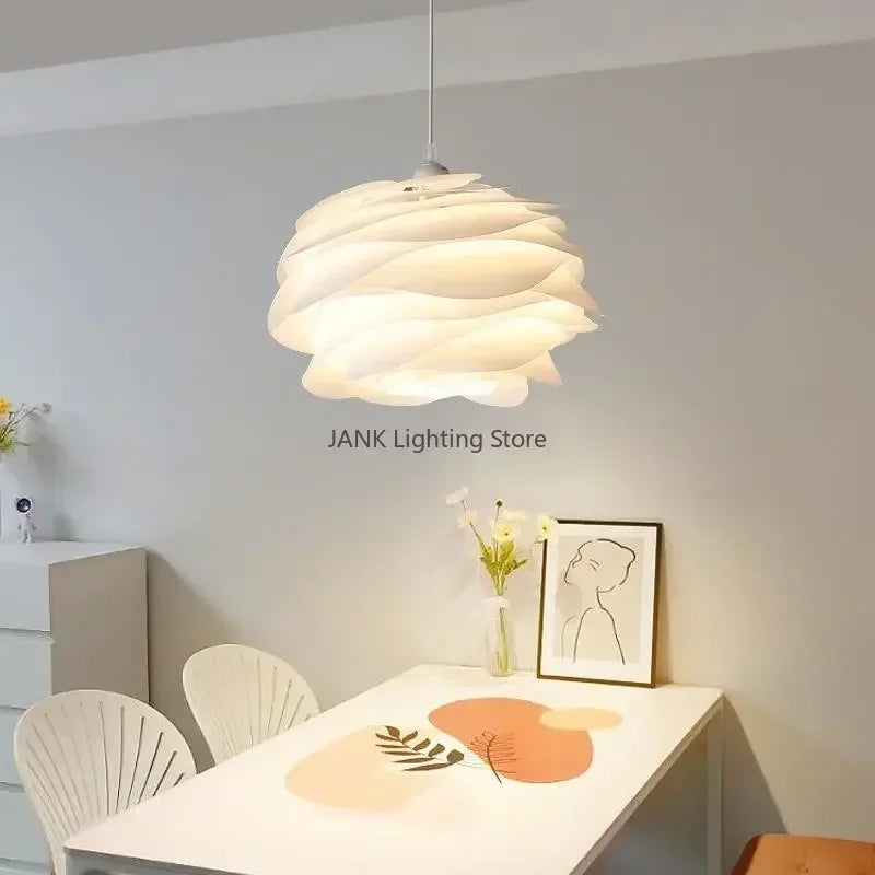 suspension lumineuse blanc rayures circulaires moderne câble suspendu flux lumineux 2000 82000 pvc opaque