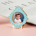 cadre photo vintage floral rose bleu doré ornementé métal alliage support posable decoration maison