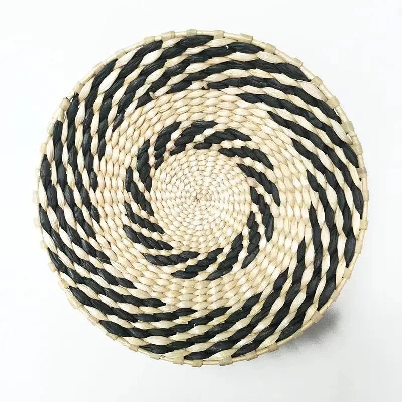 assiette décorative ethnique boho chic motif zigzag couleur naturelle mur cuisine salon maison rustique