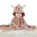 serviette bébé capuche animaux motifs doux microfibre brodés marron bleu gris rose verte