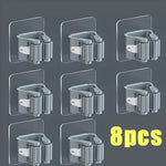 porte balai adhésif support murale rangement moderne salle bain outils nettoyage hooks gris clair
