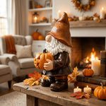 statues gnomes marron blanc texture résine lisse classique halloween jack lantern jardinextérieur enfants decoextérieur