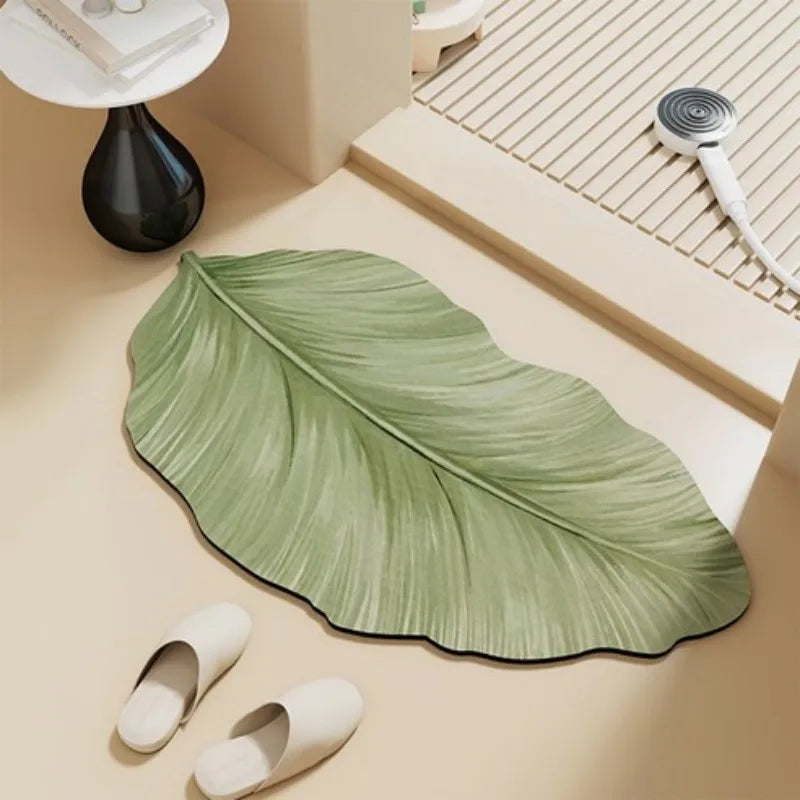 tapis bain anti dérapant vert feuille bananier moderne lavable machine respectueux environnement diatomiteSizeMode26