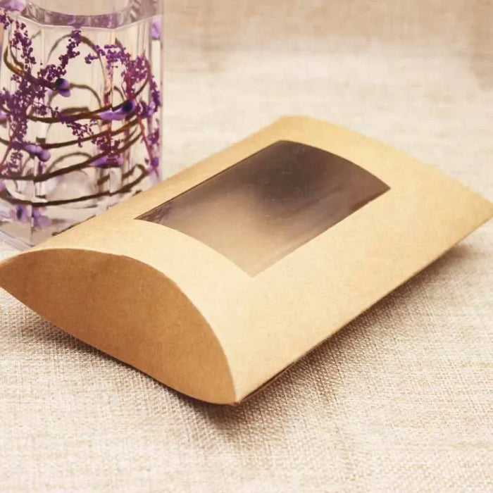 boîtes dragées papier kraft fenêtres transparentes marron blanc noël fête mariage