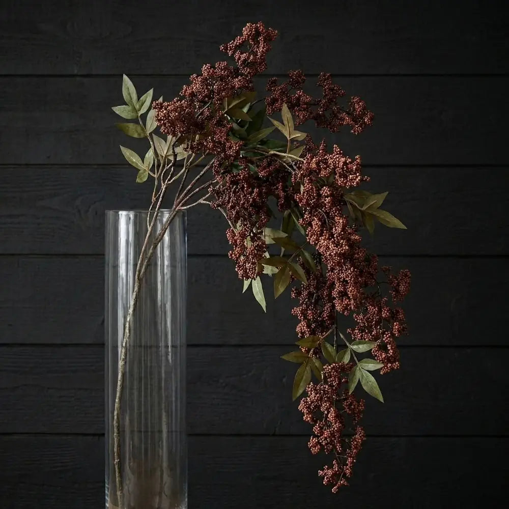 bouquet artificiel rouge foncé vert clair naturel intérieur décoration maison vaseolvablescss