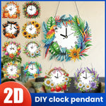 horloge suspendue 2d fleurs oiseaux motifs géométriques blanc multicolore métal chaines