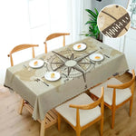 nappe rectangulaire carte marine motif géométrique polyester beige gris vintage table manger