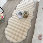 tapis peluche polyester ondulé boules relief moderne chambre salon beige gris