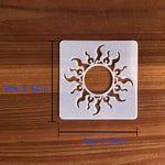 stencils opaques soleil levant rayons demi lunes peinture meuble scrapbooking coloriage artisanal 9cmx9cm