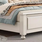 lit double blanc tête capitonnée coffre intégré élégant classique chambre coucher matériaux bois motifs