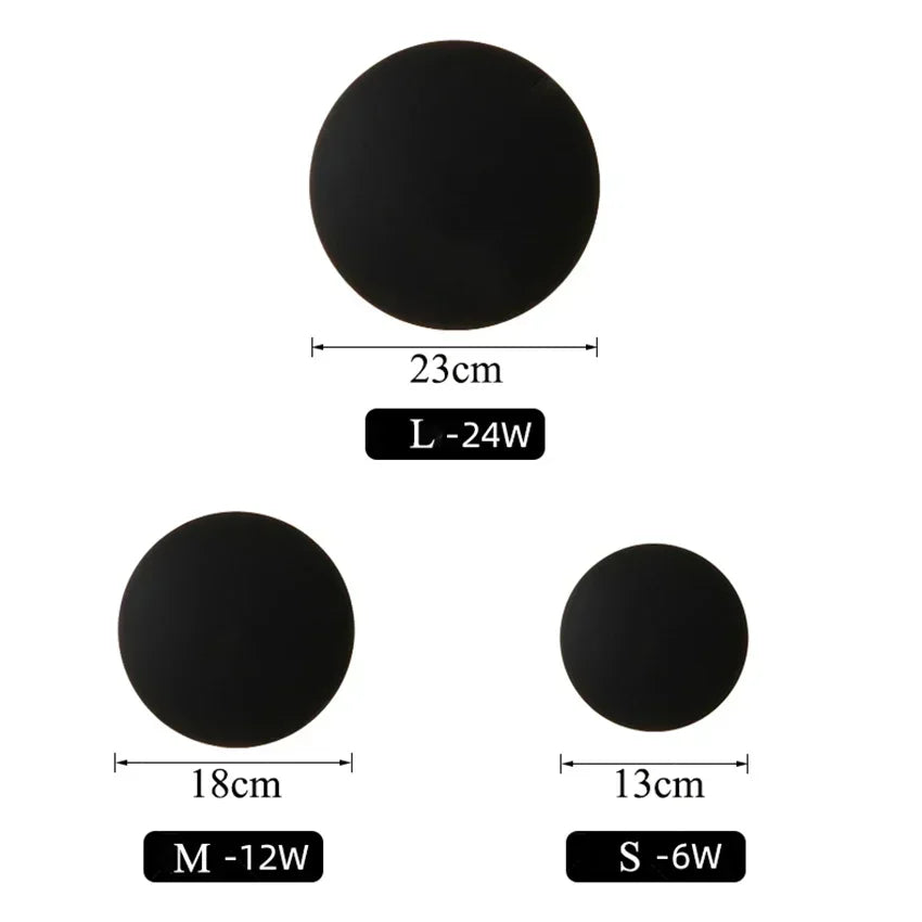 applique murale moderne aluminium noir blanc 23cm 18cm 13cm led
